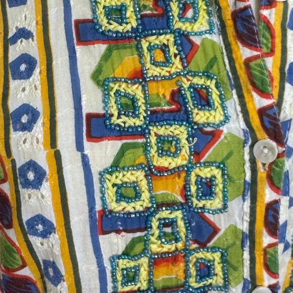 COLORI DI MARE Beachwear Cover-Up Kaftan Embroidered Beaded Tunic Mini Dress  L - Picture 8 of 14